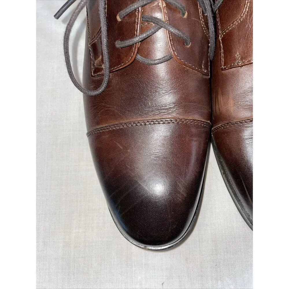 Vionic Captoe Dress Shoes Mens Size 9.5 M Brown Leather Oxfords Block Heels